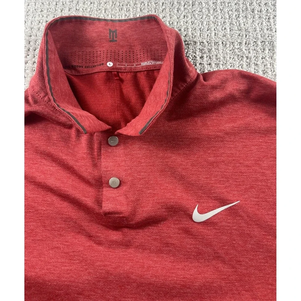 Nike Tiger Woods Collection Men's‎ L Red Dri-FIT Golf Polo Shirt 685859-687